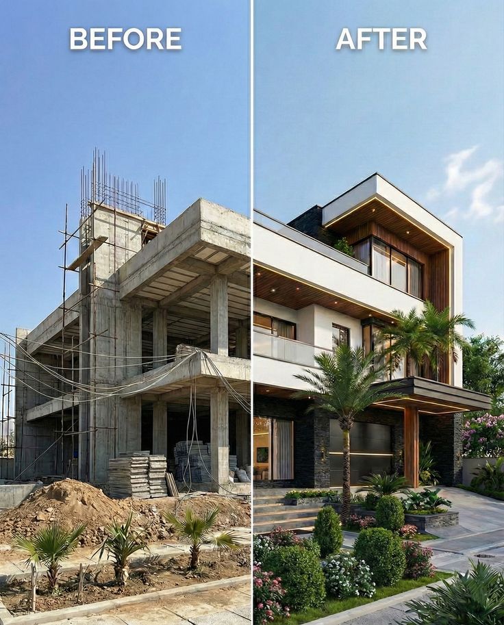 Before and after construction transformation